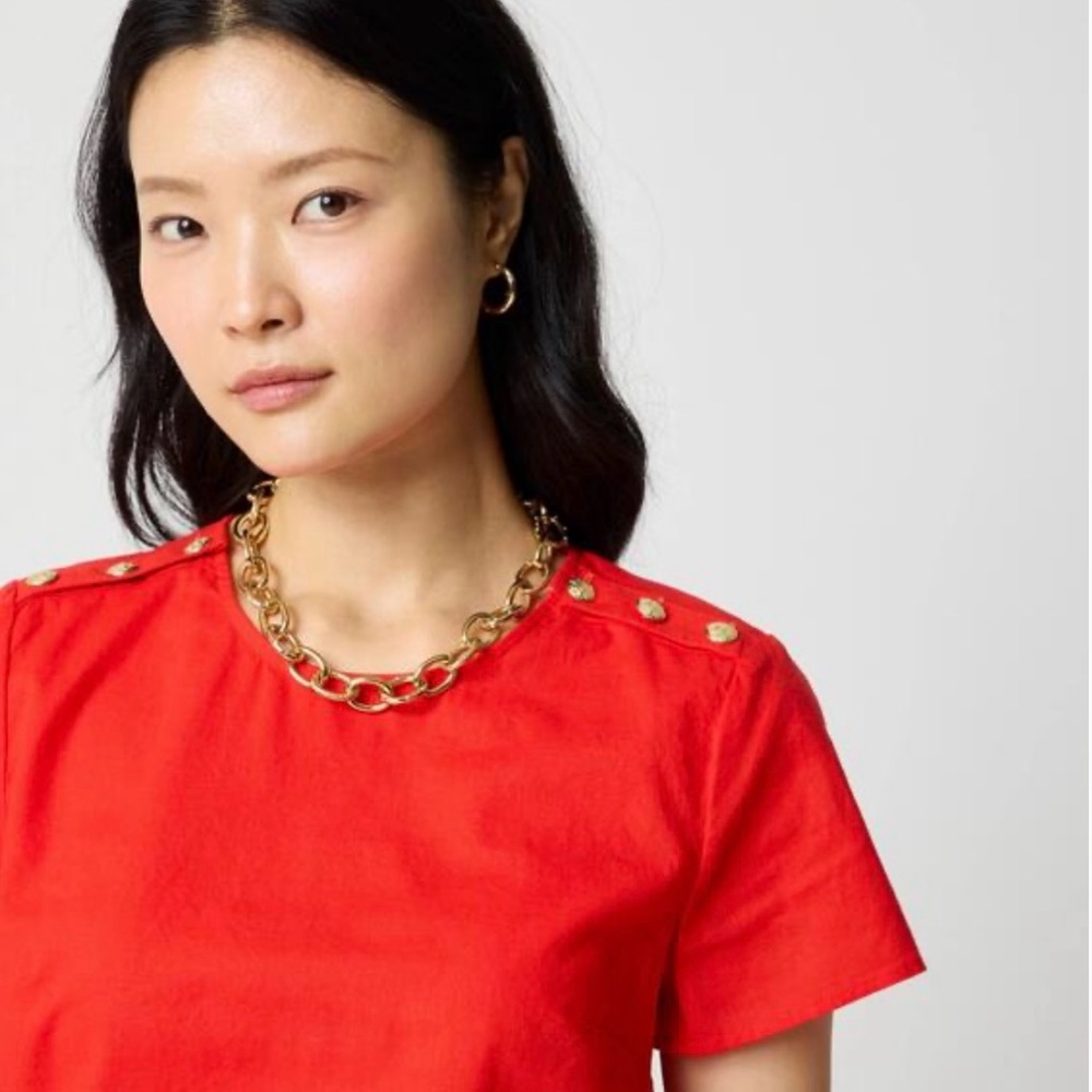 NEW J. Crew linen-blend button shoulder shirt